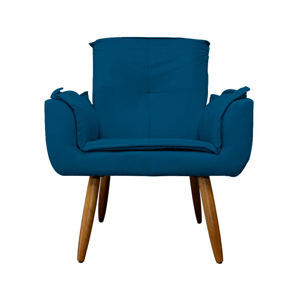 Kit 02 Poltronas Decorativa Emília Plus Suede Azul Royal - Ds Móveis