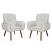 Kit 02 Poltronas Decorativa Emília Plus Suede Bege - Ds Móveis