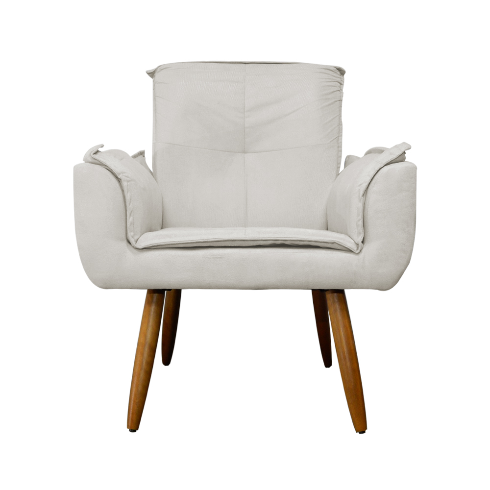 Kit 02 Poltronas Decorativa Emília Plus Suede Bege - Ds Móveis
