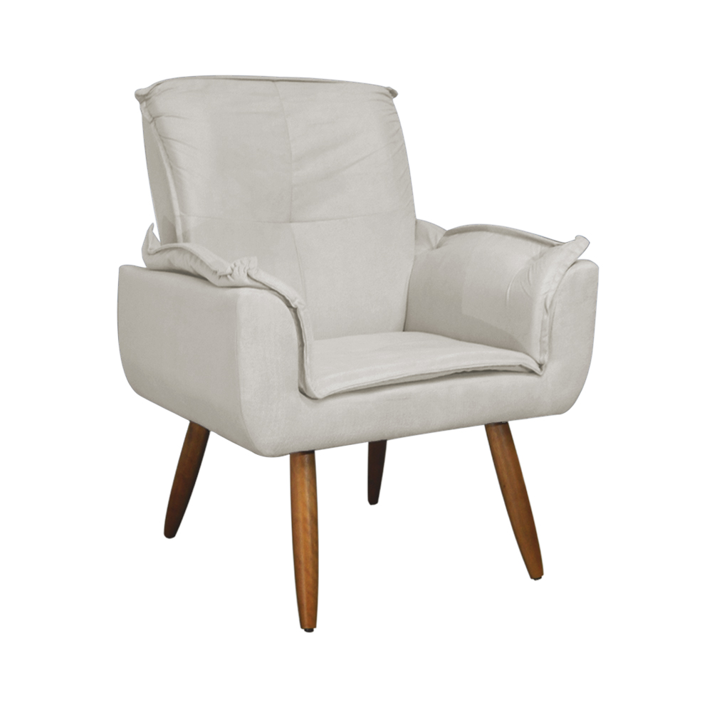 Kit 02 Poltronas Decorativa Emília Plus Suede Bege - Ds Móveis