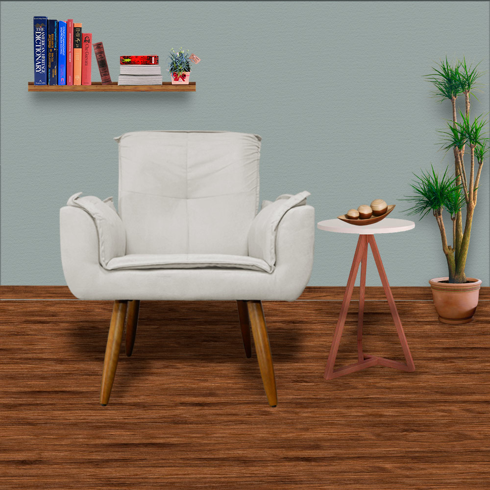 Kit 02 Poltronas Decorativa Emília Plus Suede Bege - Ds Móveis