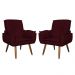 Kit 02 Poltronas Decorativa Emília Plus Suede Bordô - Ds Móveis