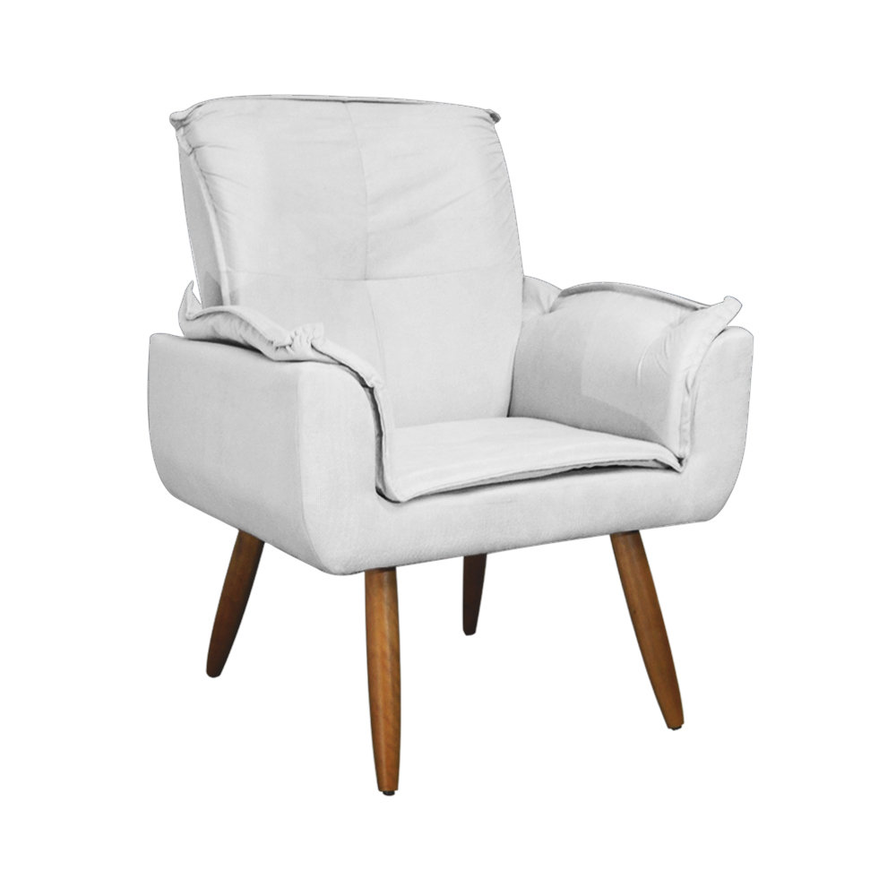Kit 02 Poltronas Decorativa Emília Plus Suede Branco - Ds Móveis