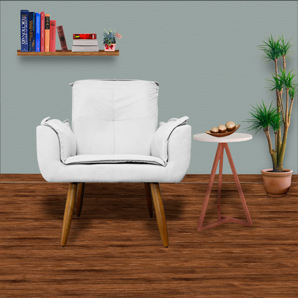 Kit 02 Poltronas Decorativa Emília Plus Suede Branco - Ds Móveis