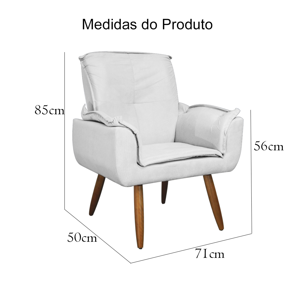Kit 02 Poltronas Decorativa Emília Plus Suede Branco - Ds Móveis