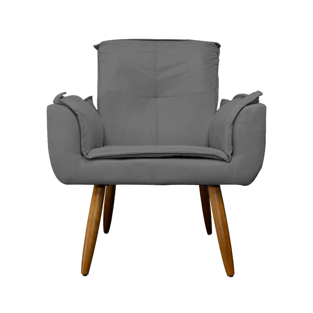 Kit 02 Poltronas Decorativa Emília Plus Suede Cinza - Ds Móveis
