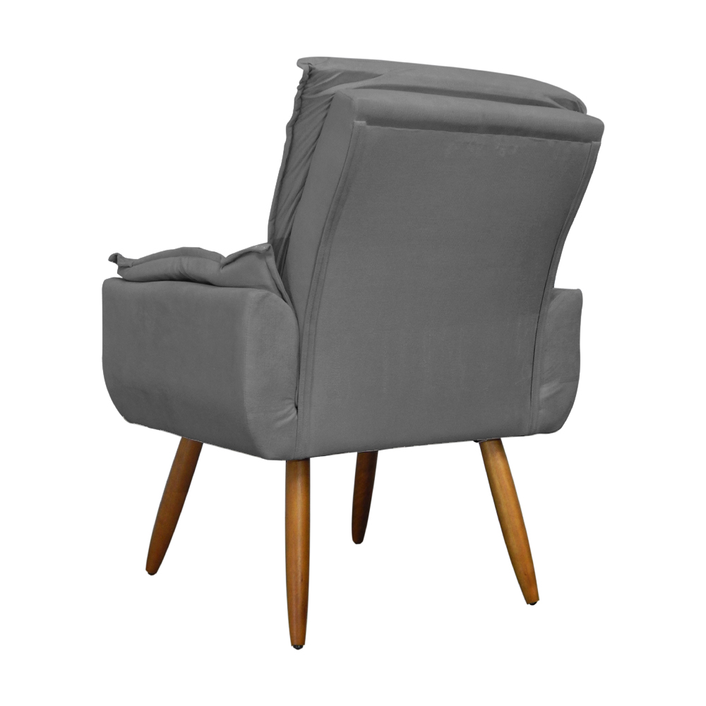 Kit 02 Poltronas Decorativa Emília Plus Suede Cinza - Ds Móveis
