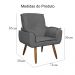 Kit 02 Poltronas Decorativa Emília Plus Suede Cinza - Ds Móveis