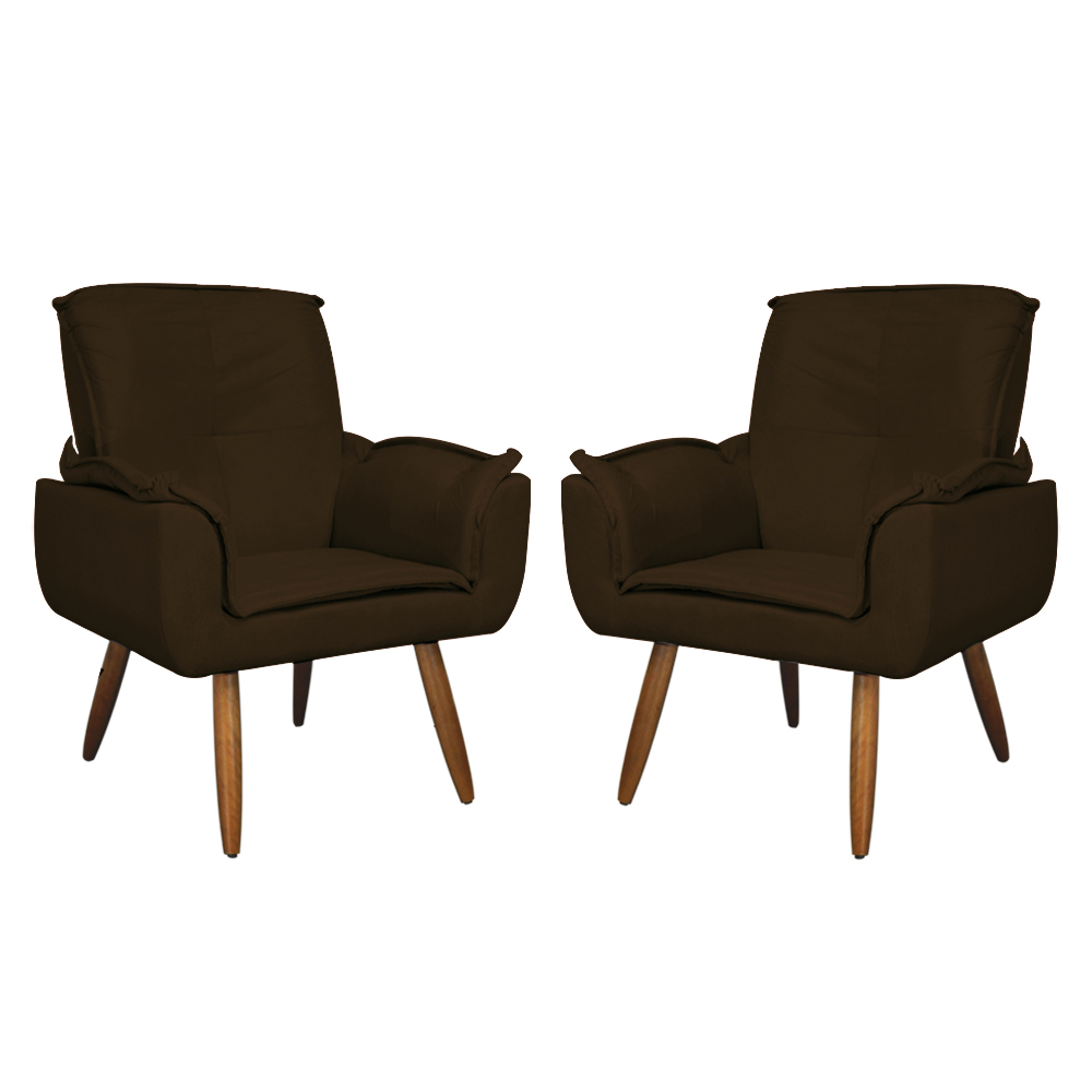 Kit 02 Poltronas Decorativa Emília Plus Suede Diversas Cores - Ds Móveis