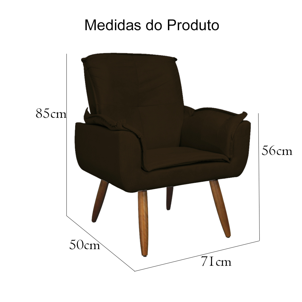 Kit 02 Poltronas Decorativa Emília Plus Suede Diversas Cores - Ds Móveis