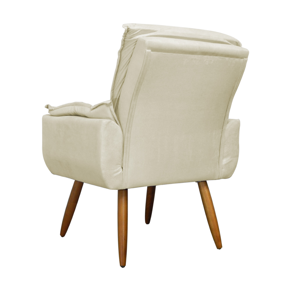 Kit 02 Poltronas Decorativa Emília Plus Suede Diversas Marfim