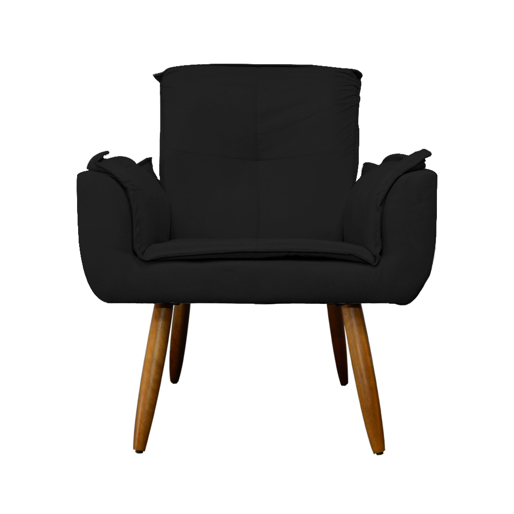 Kit 02 Poltronas Decorativa Emília Plus Suede Diversas Preto