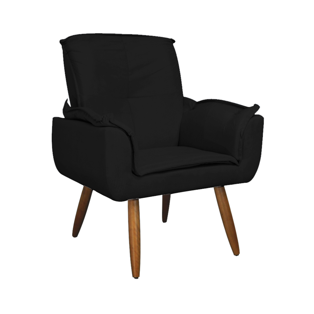 Kit 02 Poltronas Decorativa Emília Plus Suede Diversas Preto