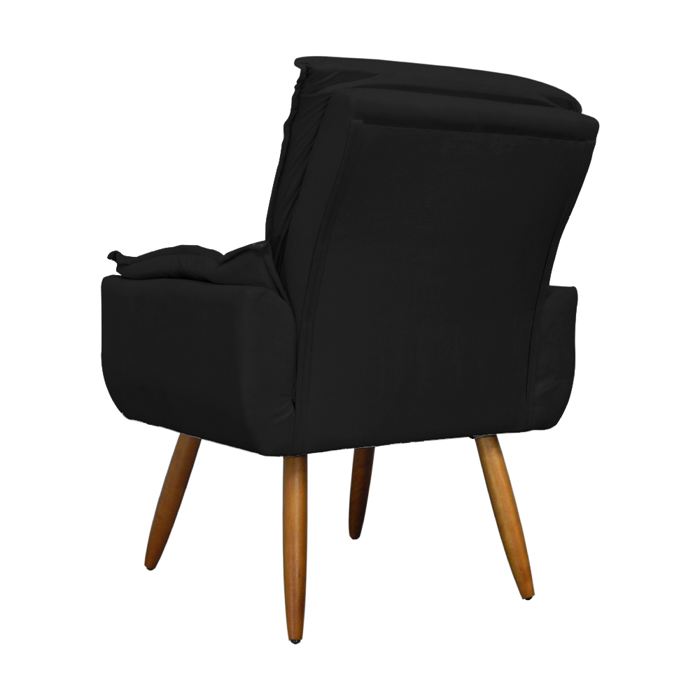 Kit 02 Poltronas Decorativa Emília Plus Suede Diversas Preto