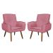 Kit 02 Poltronas Decorativa Emília Plus Suede Diversas Rosa