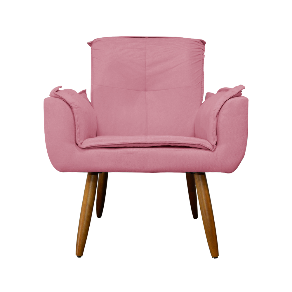 Kit 02 Poltronas Decorativa Emília Plus Suede Diversas Rosa