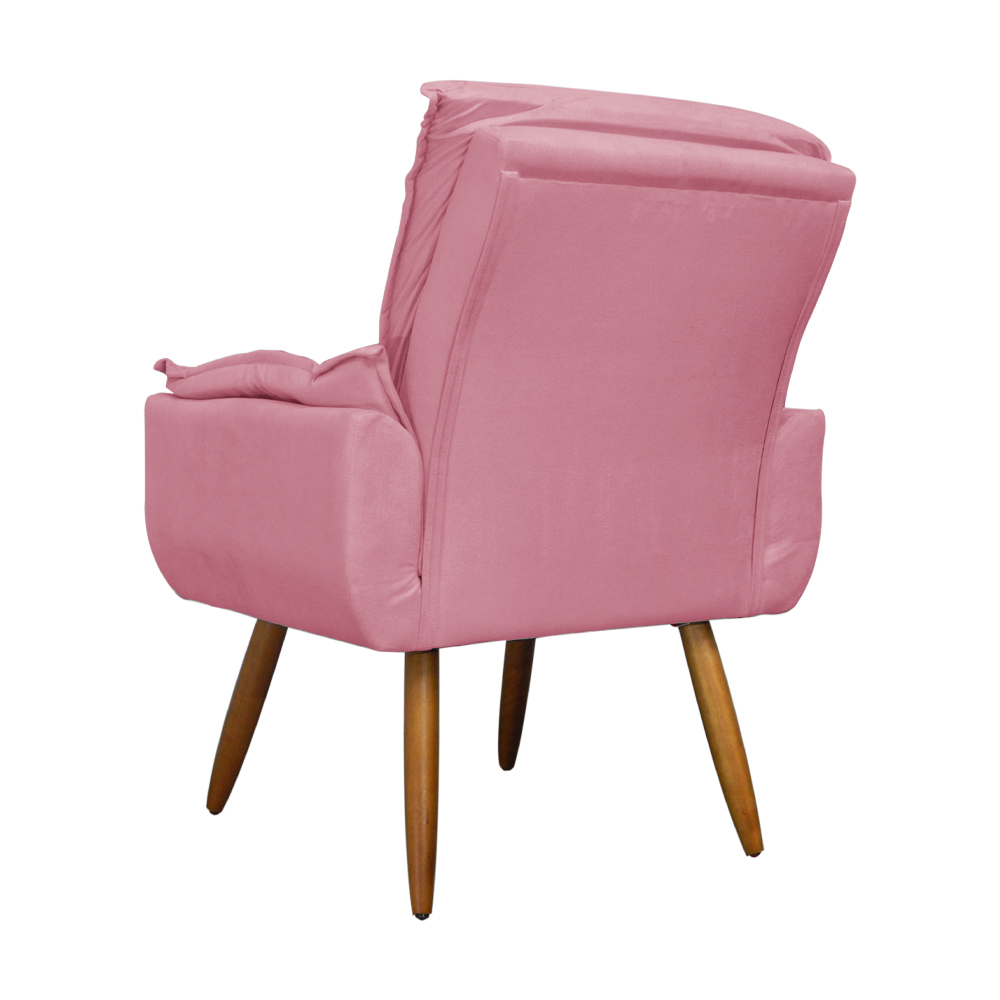 Kit 02 Poltronas Decorativa Emília Plus Suede Diversas Rosa