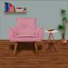 Kit 02 Poltronas Decorativa Emília Plus Suede Diversas Rosa