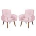 Kit 02 Poltronas Decorativa Emília Plus Suede Diversas Rosa