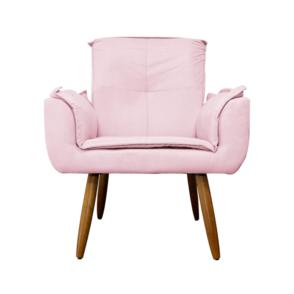 Kit 02 Poltronas Decorativa Emília Plus Suede Diversas Rosa