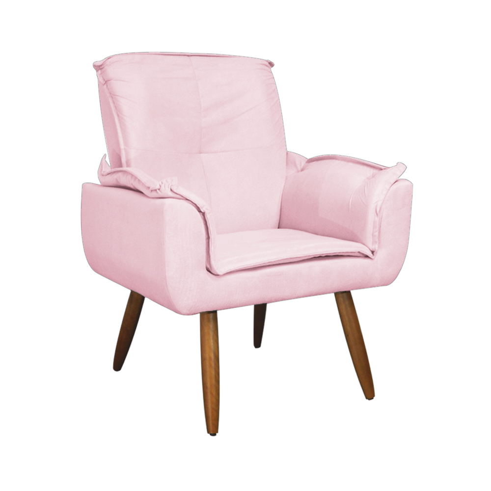 Kit 02 Poltronas Decorativa Emília Plus Suede Diversas Rosa