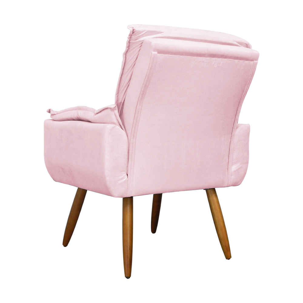Kit 02 Poltronas Decorativa Emília Plus Suede Diversas Rosa
