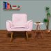 Kit 02 Poltronas Decorativa Emília Plus Suede Diversas Rosa