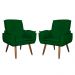 Kit 02 Poltronas Decorativa Emília Plus Suede Diversas Verde