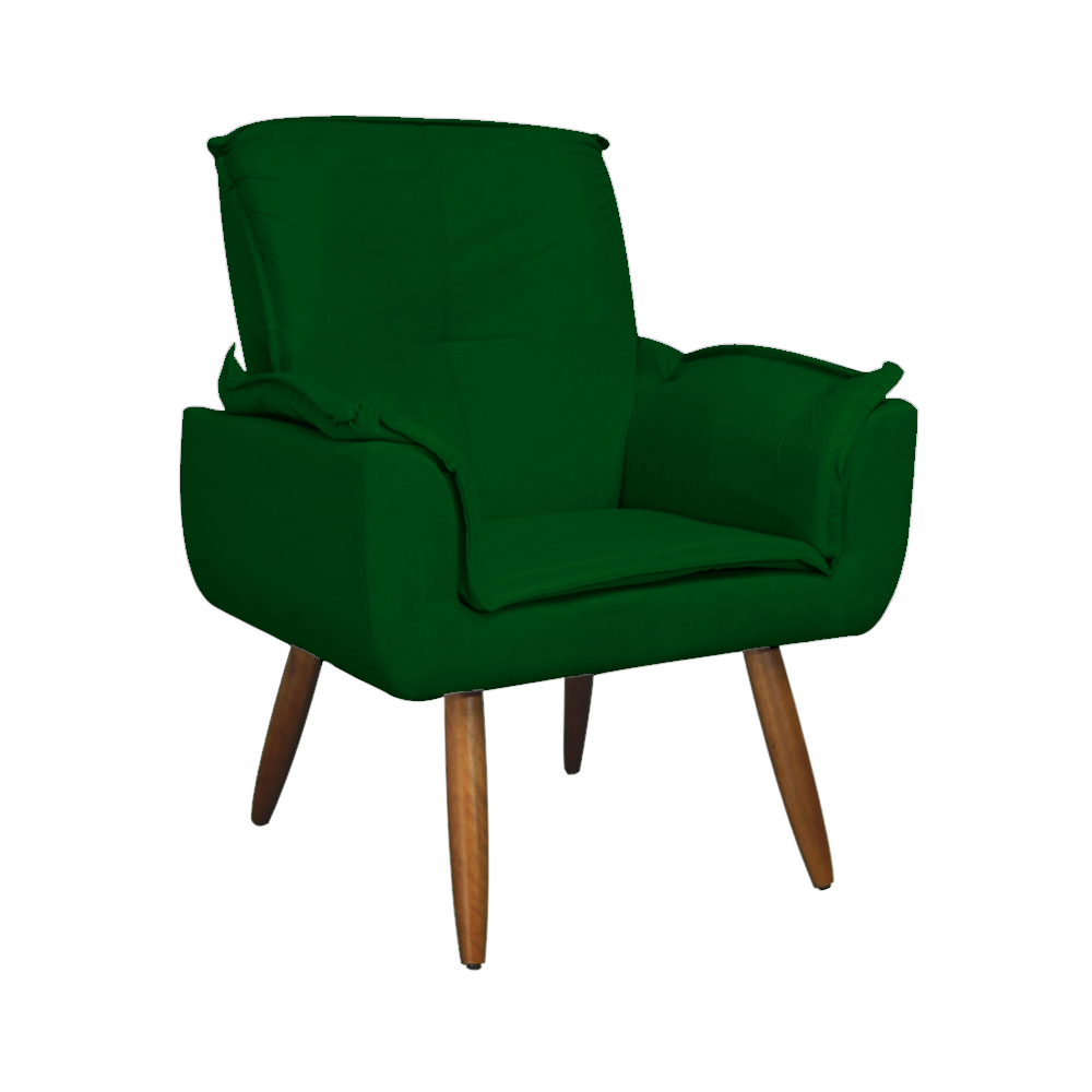 Kit 02 Poltronas Decorativa Emília Plus Suede Diversas Verde