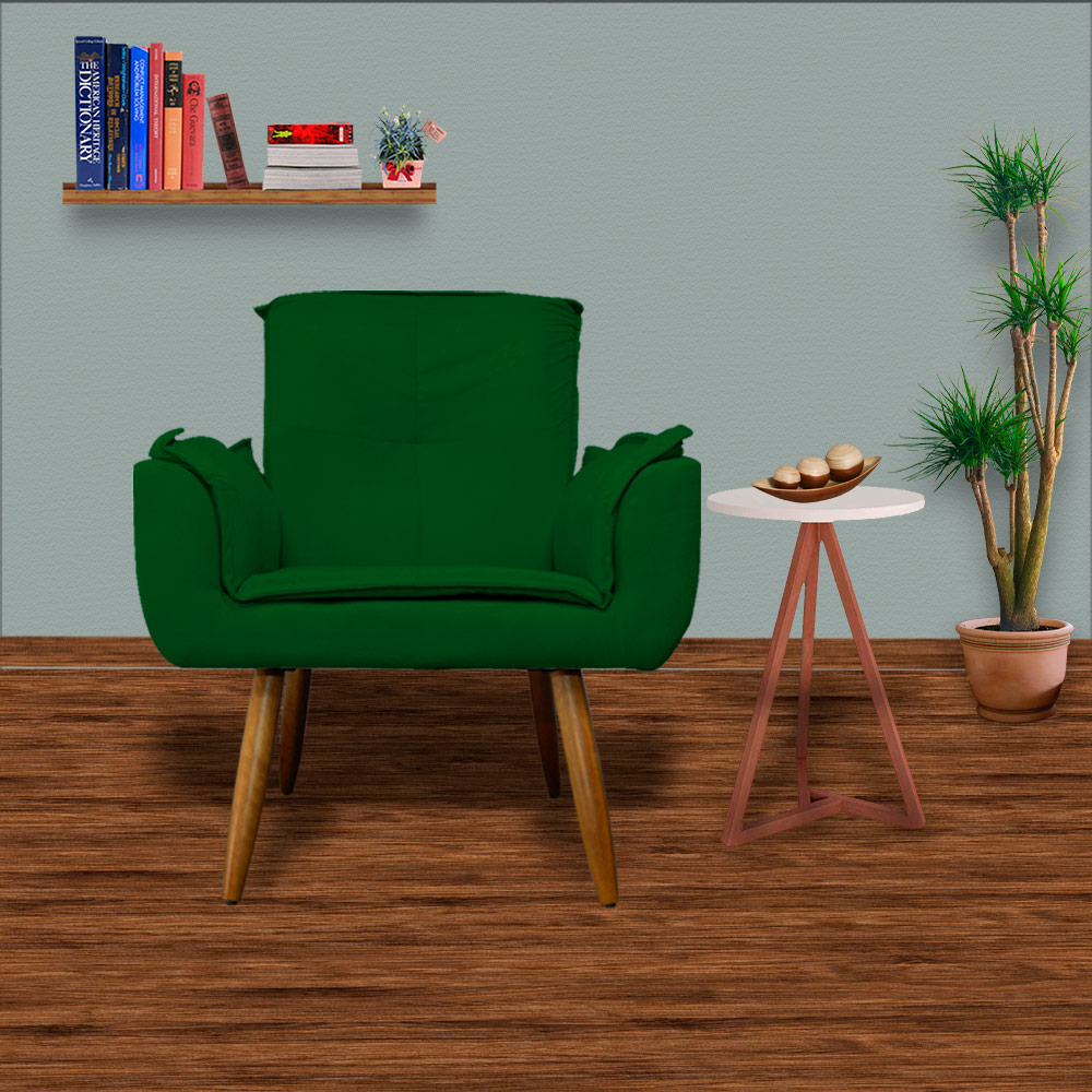 Kit 02 Poltronas Decorativa Emília Plus Suede Diversas Verde