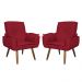 Kit 02 Poltronas Decorativa Emília Plus Suede Vermelho
