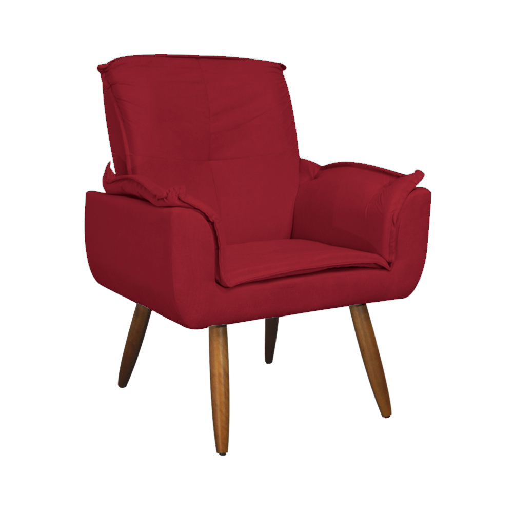 Kit 02 Poltronas Decorativa Emília Plus Suede Vermelho