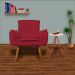 Kit 02 Poltronas Decorativa Emília Plus Suede Vermelho