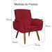 Kit 02 Poltronas Decorativa Emília Plus Suede Vermelho