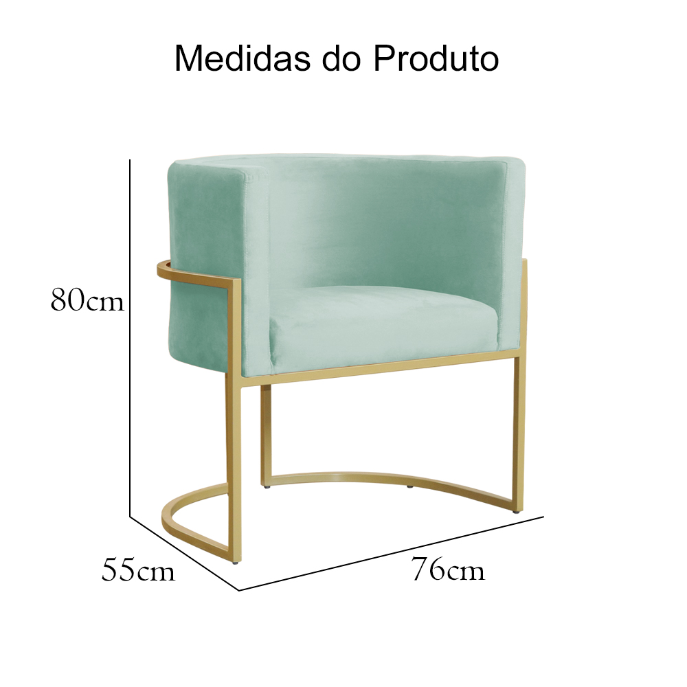 Kit 02 Poltronas Decorativa Luana Luxo Veludo Acqua