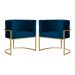 Kit 02 Poltronas Decorativa Luana Luxo Veludo Azul Marinho