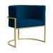 Kit 02 Poltronas Decorativa Luana Luxo Veludo Azul Marinho