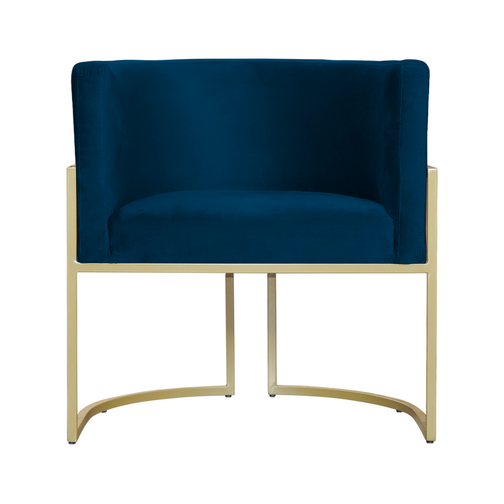 Kit 02 Poltronas Decorativa Luana Luxo Veludo Azul Marinho