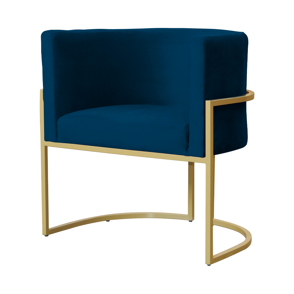 Kit 02 Poltronas Decorativa Luana Luxo Veludo Azul Marinho