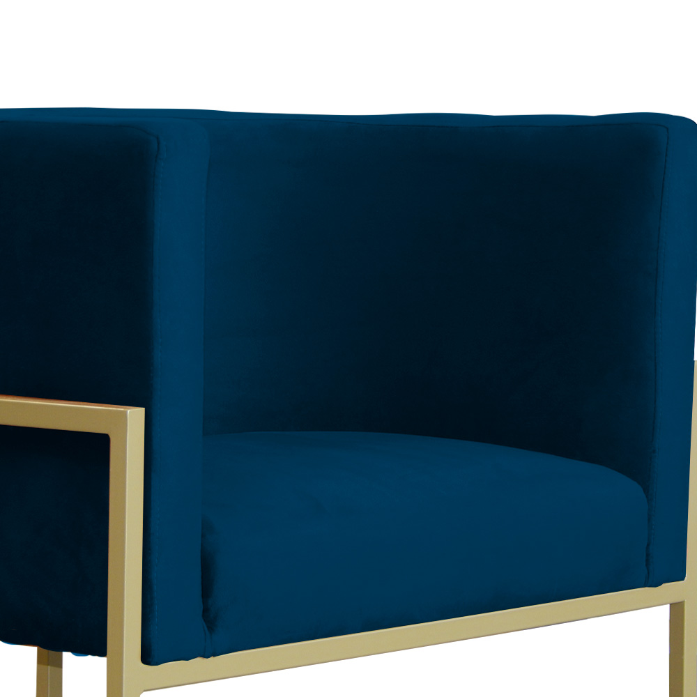 Kit 02 Poltronas Decorativa Luana Luxo Veludo Azul Marinho