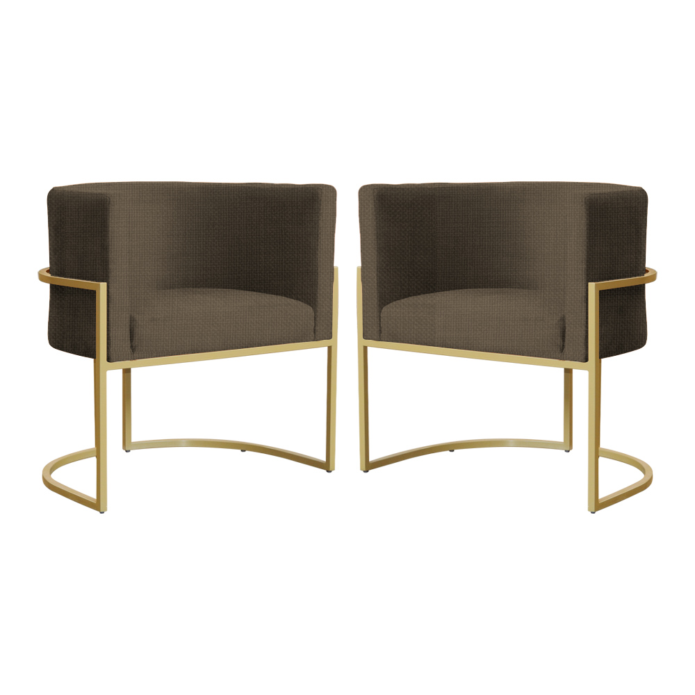 Kit 02 Poltronas Decorativa Luana Luxo Veludo Marrom