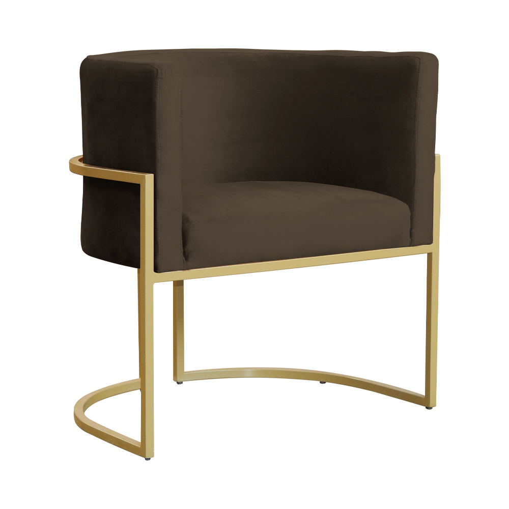 Kit 02 Poltronas Decorativa Luana Luxo Veludo Marrom