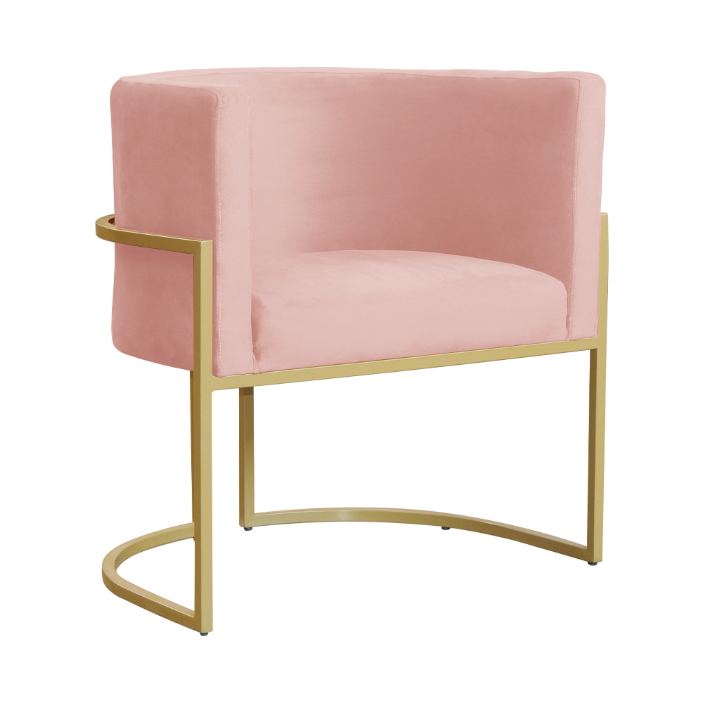 Kit 02 Poltronas Decorativa Luana Luxo Veludo Rosa