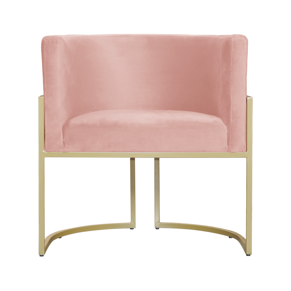 Kit 02 Poltronas Decorativa Luana Luxo Veludo Rosa