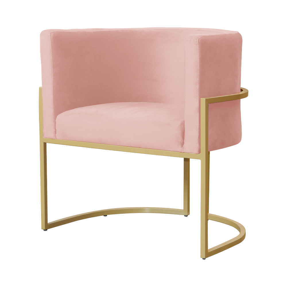 Kit 02 Poltronas Decorativa Luana Luxo Veludo Rosa