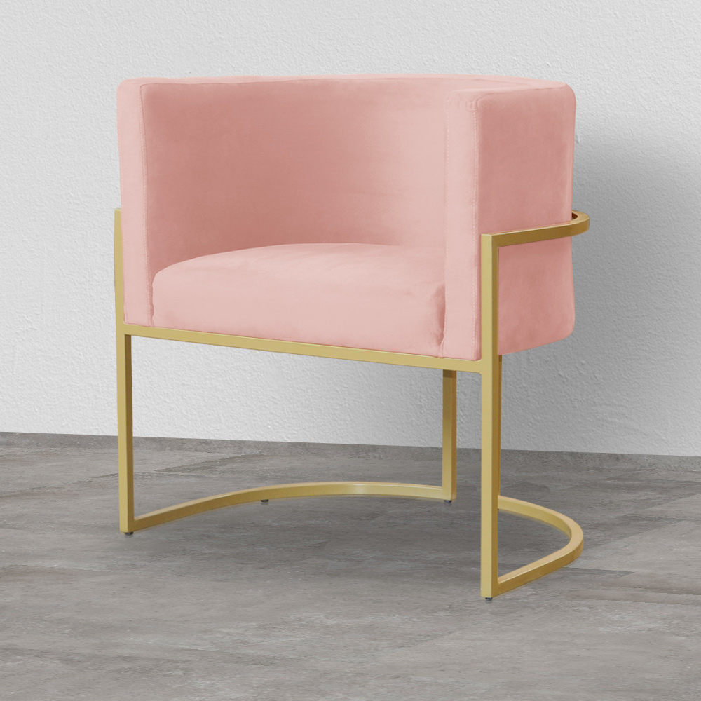 Kit 02 Poltronas Decorativa Luana Luxo Veludo Rosa