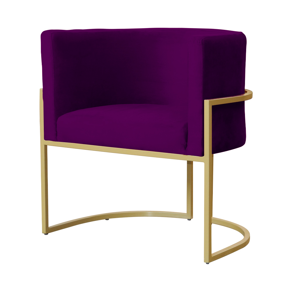 Kit 02 Poltronas Decorativa Luana Luxo Veludo Roxo