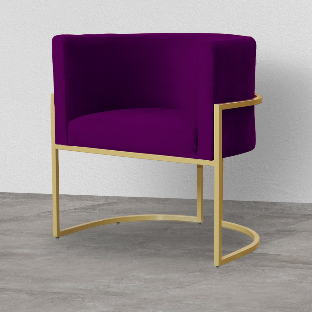 Kit 02 Poltronas Decorativa Luana Luxo Veludo Roxo