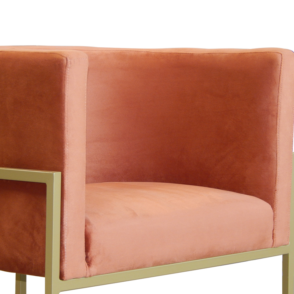 Kit 02 Poltronas Decorativa Luana Luxo Veludo Terracota