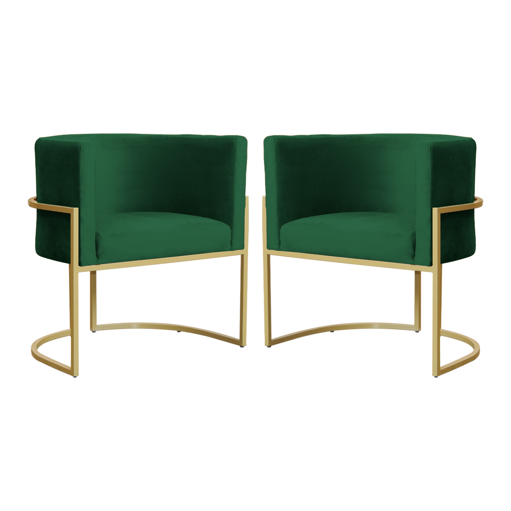 Kit 02 Poltronas Decorativa Luana Luxo Veludo Verde - DS Estofados